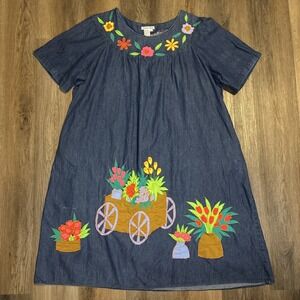 Southern Image‎ House Dress Muumuu Large Pockets Floral Embroidered CottageCore